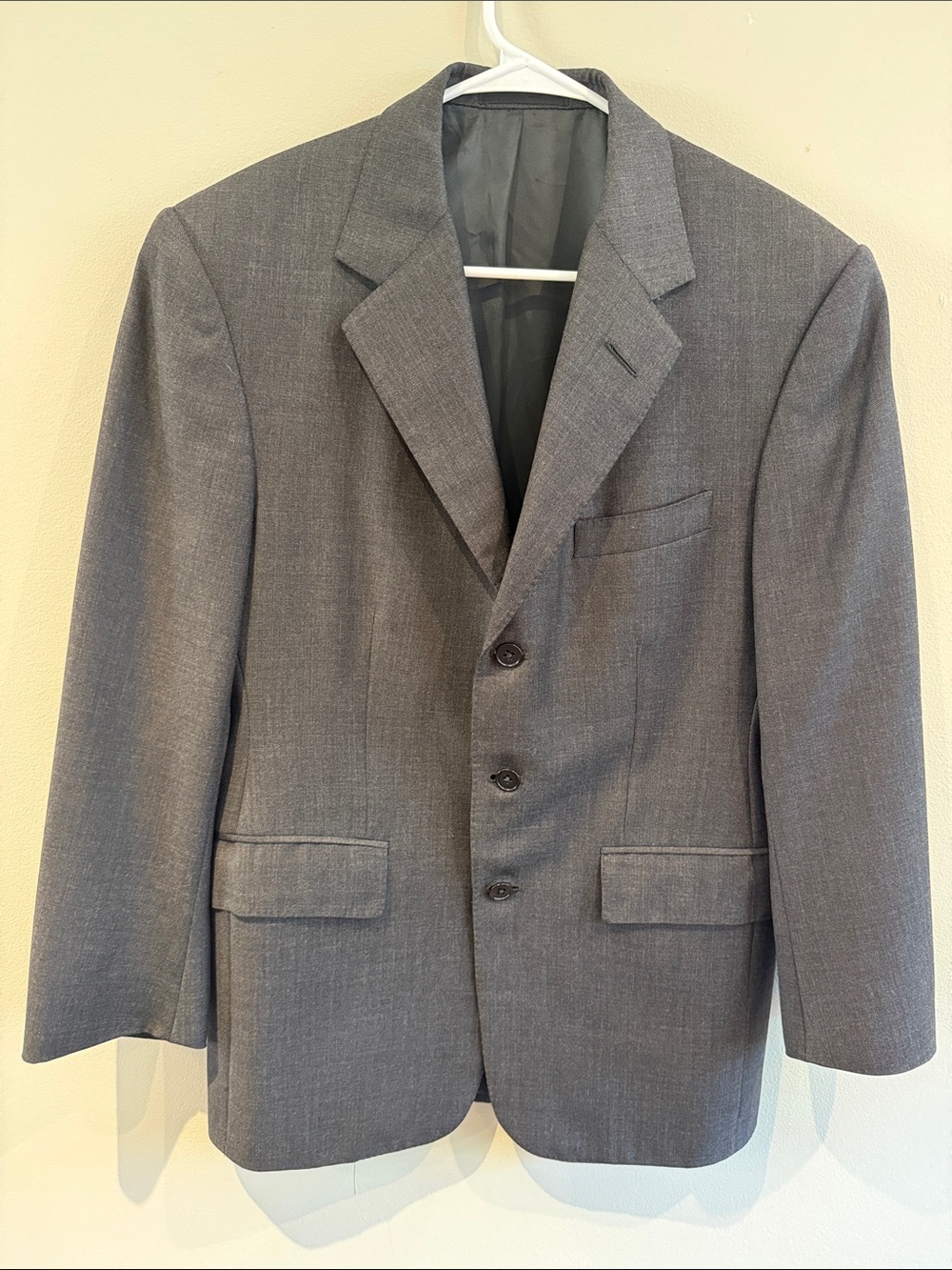 Ralph Lauren Purple Label Charcoal Gray Three-Button Wool Blazer